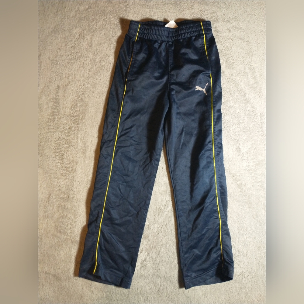 Boys Navy Blue/Yellow Puma Track Pants - Size 6